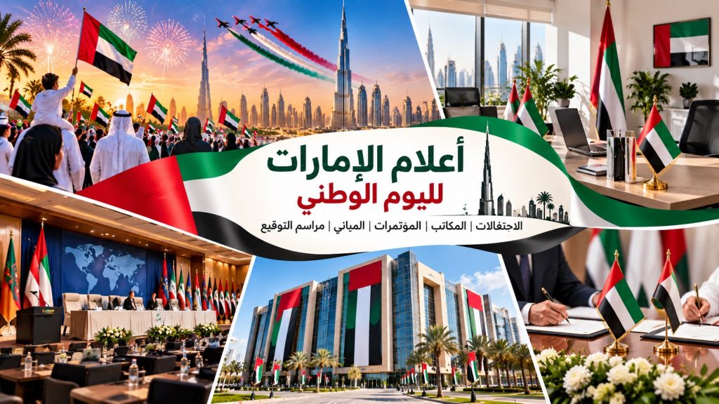 أعلام الإمارات لليوم الوطني: أفكار لتزيين المكاتب والمباني والمؤتمرات ومراسم التوقيع